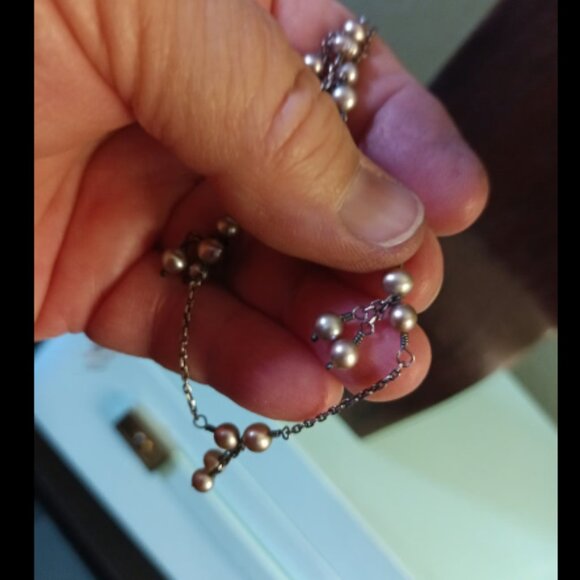 VINTAGE EXEX STERLING SILVER & MINI PEARL NECKLACE - Picture 6 of 7